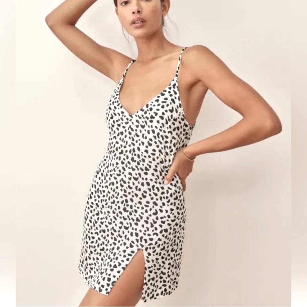 Reformation Marlowe slip dress black and white size small GUC